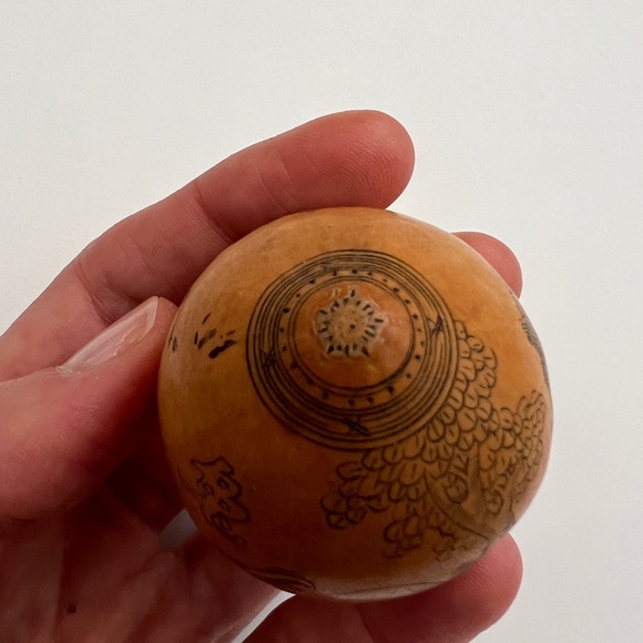 Antique lanzou carved etched gourd Chinese Zodiac year of Rabbit Bunny folk art - Picture 11 of 13